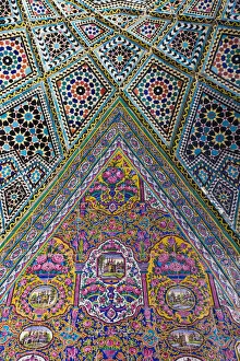 Iran Collection: Iran, Central Iran, Shiraz, Nasir-al Molk Mosque, exterior tilework