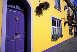 Ireland, County Cork, Kinsale. Colorful bed and breakfast exterior