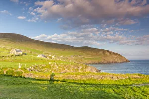 Republic Prints: Ireland, County Kerry, Dingle Peninsula, Slea Head Drive, Dunquin, landscape, dusk