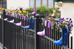Ireland, County Kerry, Dingle Peninsula, Cloghane, fence decorated with children s