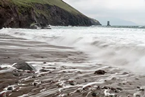 County Kerry Prints: Ireland, County Kerry, Dunmore Head. Cliff and wave on ocean and beach