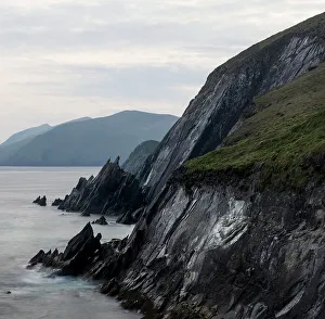 County Kerry Prints: Ireland, County Kerry, Dunmore Head. Rocky cliffs rise from ocean