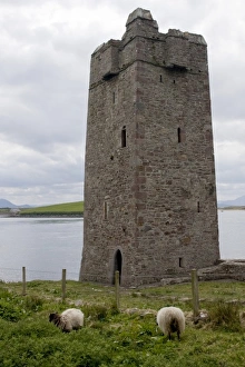 Ireland, County Mayo, Achill Island. Kildownet Castle was owned by the infamous Grace O Malley