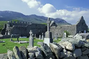 County Mayo Prints: Ireland, County Mayo. Murrisk Abbey and Croagh Patrick