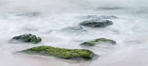 Images Dated 26th November 2022: Ireland, Dunquin, Kinnard Beach. Abstract of wave froth and rocks on shore