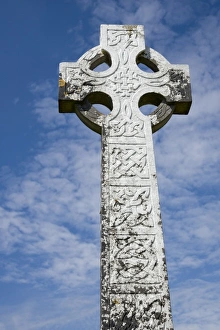 Grave Stone Prints: Ireland, Mayo, Turlough. White Celtic cross