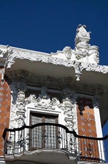 Puebla Prints: Ironwork balcony on the Casa de Alfenique in the city of Puebla, Puebla, Mexico