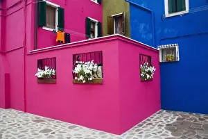 Island of Burano, Burano, Italy. Colorful Burano City homes