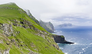 Denmark Prints: The island Mykines, in the background the island Vagar, part of the Faroe Islands