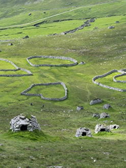 Images Dated 1st July 2014: The islands of St Kilda archipelago in Scotland. Island of Hirta with village bay