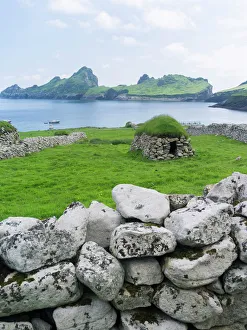Seabird Prints: The islands of St Kilda archipelago in Scotland. Island of Hirta, Traditonal Cleit