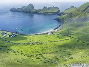 The islands of St Kilda archipelago in Scotland. Island of Hirta with village bay