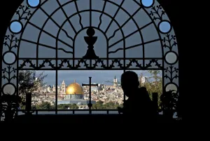 Biblical Prints: Israel, Jerusalem. The Franciscan Basilica of Dominus Flevit features a beautiful