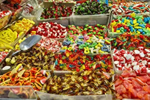 Israel, Jerusalem. Souk Market, candy for sale