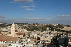 Biblical Prints: Israel, Jerusalem. A view of the old city of Jerusalem and the Dome of the Rock