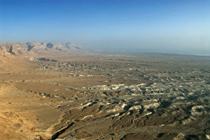 Israel, Judean Desert, Dead Sea. The view north across the Judean Desert from