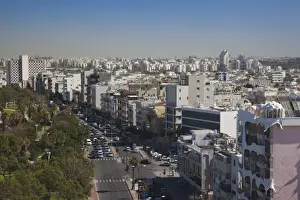 Tel Aviv Prints: Israel, Tel Aviv, elevated city view of HaYarkon Street