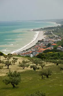 Italy, Abruzzo, Fossacesia Marina, Resort Town & View of Adriatic Sea
