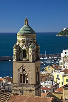 Images Dated 2022: Italy, Amalfi. Light on the Cathedral of St. Andrew and the town of Amalfi