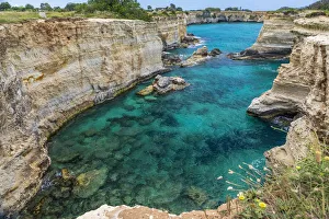 Images Dated 22nd August 2019: Italy, Apulia, Province of Lecce, Melendugno. The Faraglioni (limestone stacks