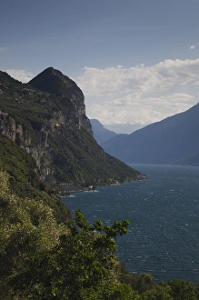Lake Garda Prints: ITALY, Brescia Province, Campione del Garda. Lakeside cliffs