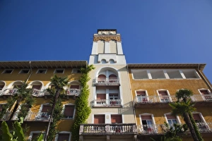 Italy, Brescia Province, Gardone Riviera. The Grand Hotel, morning