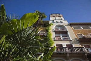 Italy, Brescia Province, Gardone Riviera. The Grand Hotel, morning
