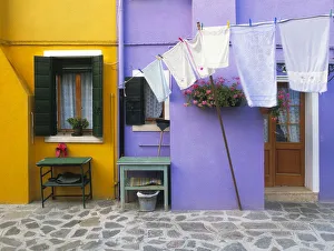Laundry Prints: Italy, Burano. Colorful house exterior