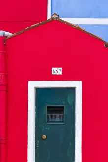 Burano Prints: Italy, Burano. Colorful house exterior