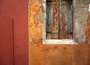 Images Dated 14th September 2018: Italy, Burano. Weathered house window and wall