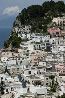 ITALY-Campania-(Bay of Naples)-CAPRI: View of CAPRI from Belvedere Cannone / Daytime