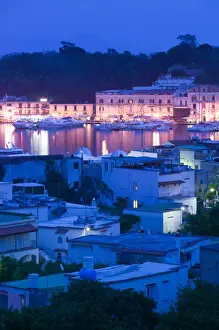 Images Dated 11th May 2005: ITALY-Campania-(Bay of Naples)-ISCHIA-ISCHIA PORTO: Ferry Port & Town / Evening