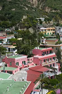 Images Dated 12th May 2005: ITALY-Campania-(Bay of Naples)-ISCHIA-SANT ANGELO: Hotels above Spiaggia dei Maronti