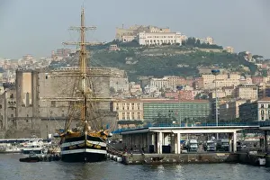 Ship Prints: ITALY-Campania-(Bay of Naples)-NAPLES: Italian Tall Ship Amerigo Vespucci - Port of Naples