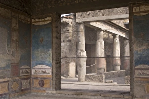 Campania Prints: Italy, Campania, Pompeii. Ruins and interior fresco