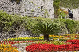 Images Dated 2022: Italy, Campania, Ravello. Flower garden of Villa Rufolo over looking the Amalfi Coast and the Gulf of Salerno