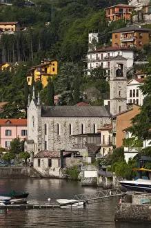 Images Dated 21st May 2009: ITALY, Como Province, Argegno. Lake view with town church