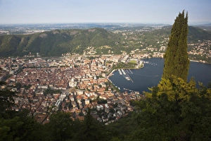 Horizon Over Land Prints: ITALY, Como Province, Brunate. Aerial view of Como, morning