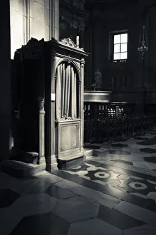 Black and White Gallery: Italy, Como Province, Como. Como Cathedral, confessional booth