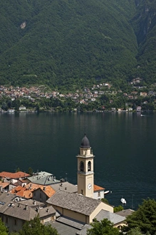 Como Province Prints: Italy, Como Province, Laglio. Town church