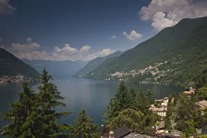 Como Province Prints: ITALY, Como Province, Pognana Lario. Town view