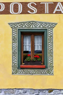 Prints of Italy, Corvara. Hotel window with plant. Credit as: Jim Nilsen / Jaynes Gallery / DanitaDelimont.com Images Dated 2018 December: Italy, Corvara. Hotel window with plant