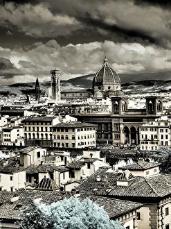 Infrared Prints: Italy, Florence. Infrared of Florence and duomo