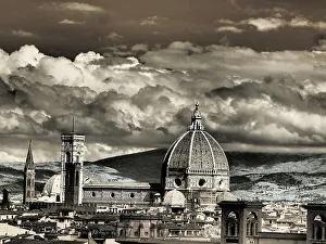 Infrared Prints: Italy, Florence. Infrared of Florence and duomo