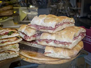 Images Dated 3rd January 2021: Italy, Florence. Ready made sandwiches for sale in the Central Market