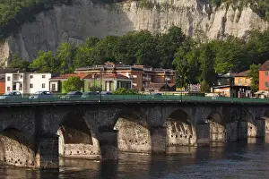 Lecco Province Prints: ITALY, Lecco Province, Lecco. Ponte Vecchio bridge, b. 1338, over the Adda River