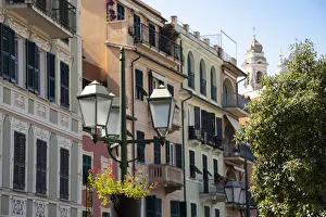 Images Dated 8th January 2019: Italy, Liguria Province, Santa Margherita Ligure, pastel buildings
