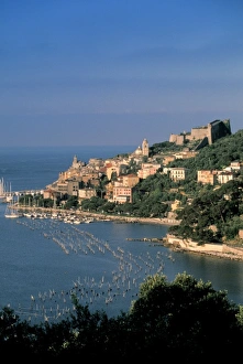 Hill Side Prints: Italy, Liguria, Riviera Di Levante, Porto Venere. Town view, morning