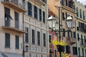 Popular Prints: Italy, Liguria, Santa Margherita Ligure. Pastel buildings