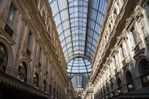 Prints of Italy, Lombardy, Milan. Galleria Vittorio Emanuele II, shopping mall completed in 1867 with skylights Images Dated 2019 January: Italy, Lombardy, Milan. Galleria Vittorio Emanuele II, shopping mall completed in
